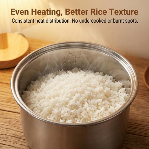 Rice Cooker Stainless Steel Inner Pot, Compatible with Zojirushi NS-WPC10 and Tiger JBV-10CU, Rice Cooker Replacement Pot, Durable, Easy to Clean, Even Heating for Perfect Rice