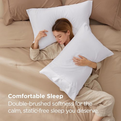 Bedsure Queen Pillow Cases - Super Soft White Brushed Microfiber 2-Pack, 20x30 Inches, Wrinkle & Fade Resistant