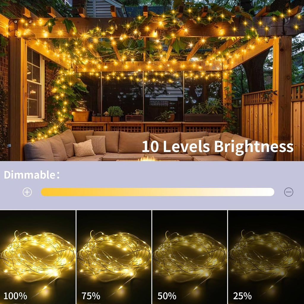 Skiennix Fairy String Lights - 33Ft 100 Micro LED Twinkle Lights | IP68 Waterproof with Remote for Bedroom & Garden Decor