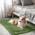 OLANLY Small Bedside Rug - Soft Fluffy Shaggy Throw Rug for Bedroom & Living Room | Green, Machine Washable