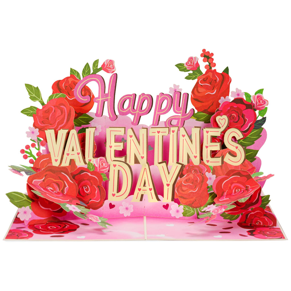 Paper Love Happy Valentine's Day Card, 3D Pop Up Valentine Cards - 5" x 7" Cover - Includes Envelope and Removable Note Card