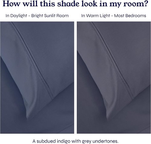 California Design Den Twin Sheet Set - 400 Thread Count 100% Cotton Sateen - Soft, Breathable, Deep Pocket - Indigo Dusty Blue