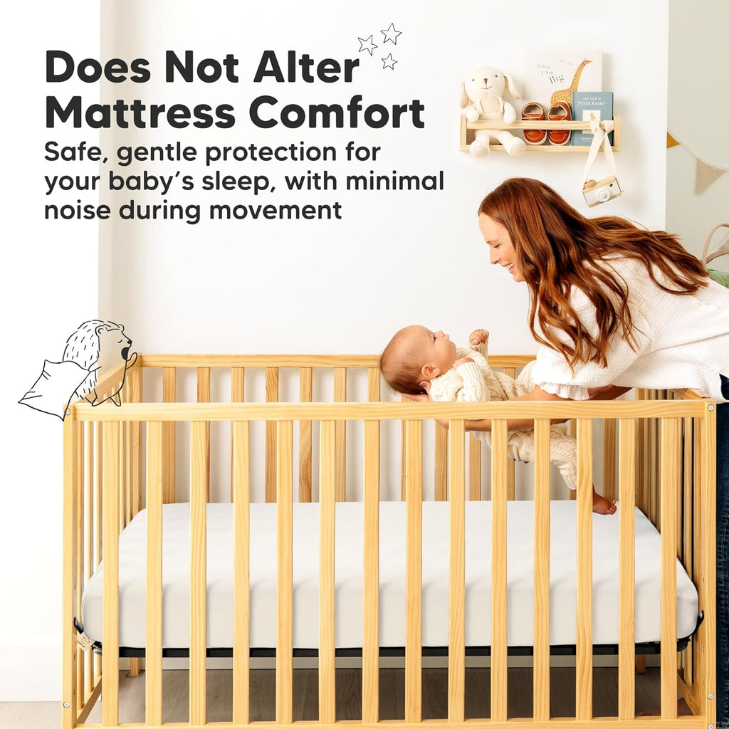 Skiennix Waterproof Crib Mattress Protector Cover - Soft Quilted Cotton Pad, 52" x 28", Machine Washable, Easy Fit