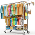 Regine Switzerland Heavy Duty Clothes Rack - 960LBS Capacity, Adjustable & Portable with Wheels, Silver