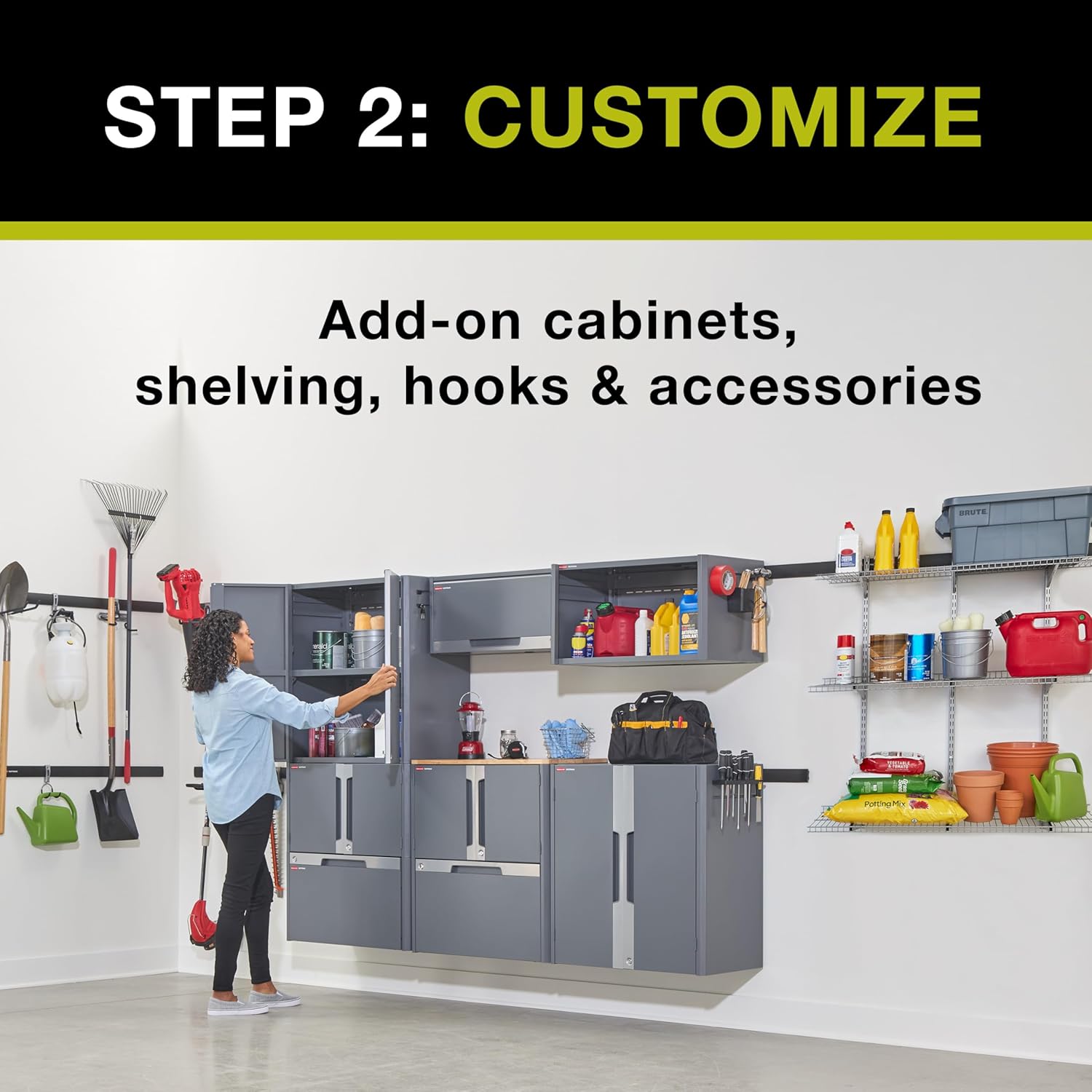 Rubbermaid FastTrack 2-Door Cabinet - Durable Garage Storage Solution for Organized Spaces