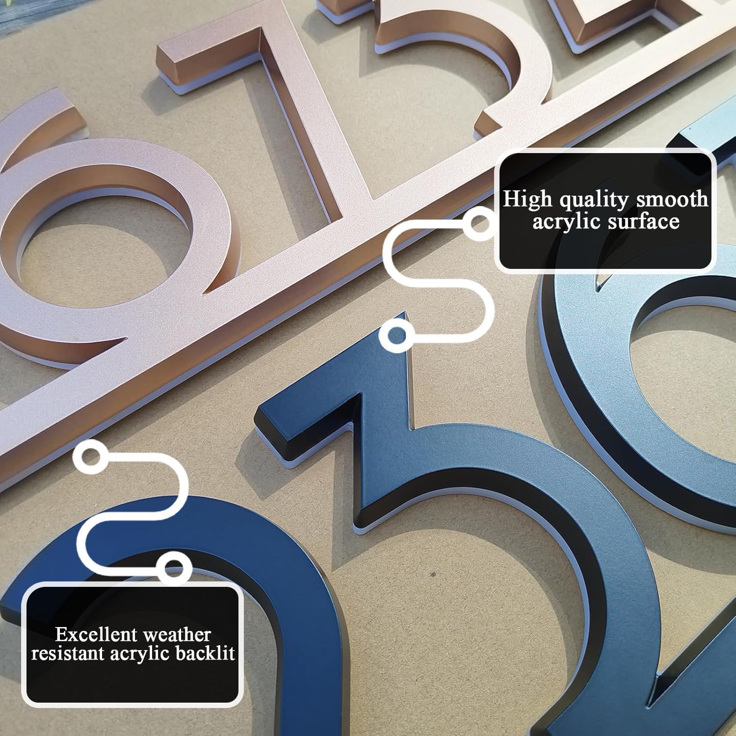 Personalized Acrylic Address Sign by [Brand Name] - Waterproof LED House Numbers | 4-6 Inch Backlit Custom Design