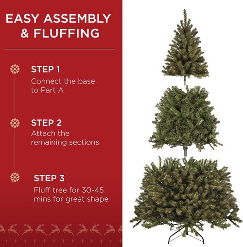 Best Choice Products 9ft Artificial Christmas Tree - Premium Unlit Realistic Spruce Holiday Décor | Easy Assembly, Metal Base