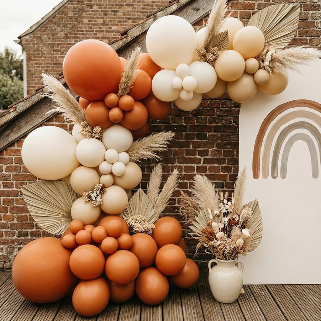 RUBFAC Burnt Orange Balloons - 129-Piece Latex Garland Kit | Various Sizes for Fall Celebrations