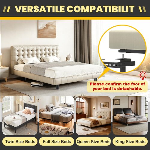 Headboard Brackets for Metal Bed Frame, Universal Adjustable Brackets for Headboard with Footboard Extension Kit Fit Twin Full Queen King, Matte Black 2 Packs