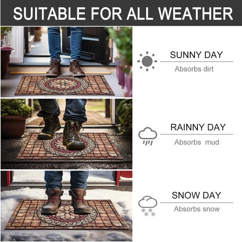 CHICHIC Large Rectangle Entrance Door Mat - Heavy Duty Non-Slip Rubber Back | 24 x 36 Inch for High Traffic Areas