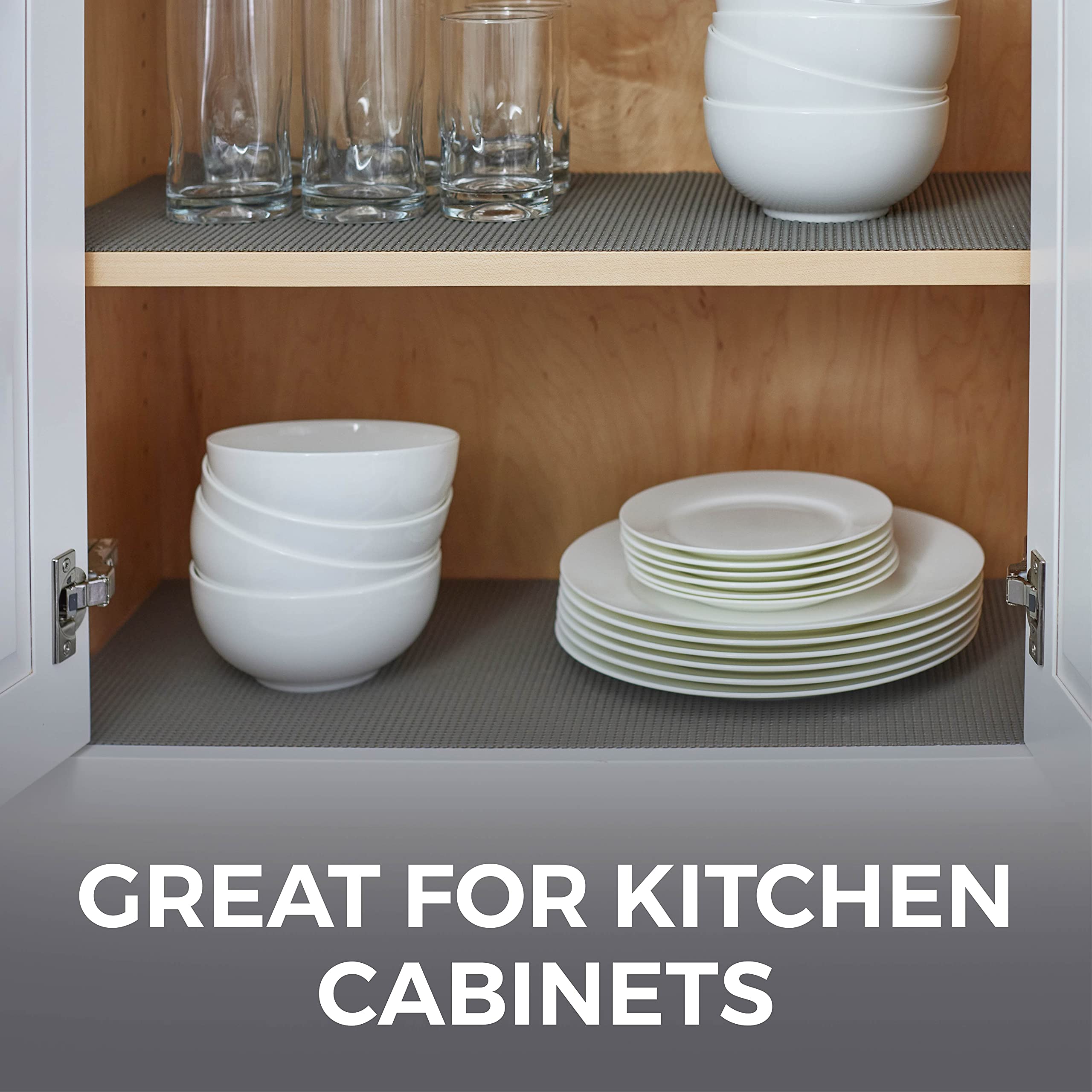 HOME GENIE Shelf Drawer and Cabinet Liner, Durable with Strong Grip, 17.5 IN x 20 FT, Non Adhesive Liners Protect Kitchen Cabinets and Cupboard, Pantry, Bathroom Drawers and Shelves, Desks, Slate Gray