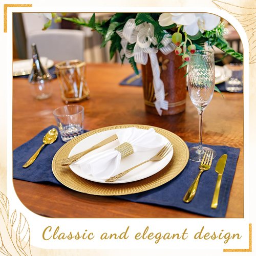 Widecook 50 Pack Gold Charger Plates Bulk for Dinner Plates 13" Beaded Shaped Service Chargers Bulk, Plastic Wedding Chargers for Christmas Thanksgiving Party Wedding Birthday Anniversary