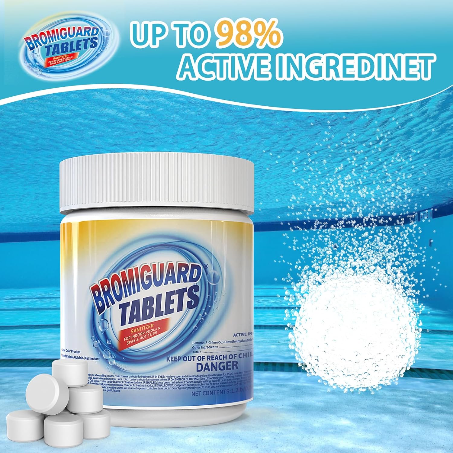 Skiennix Bromine Tablets - 1.2LB Hot Tub Tablets for Soft Water Feel | No Chlorine Odor Alternative