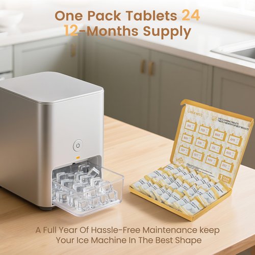 Liebnest Ice Maker Cleaner Tablets, Ice Machine Cleaner Descaler Compatible with Frigidaire, Opal, GE Profile, Kitchenaid, Remove Hard Wate & Odor-Free, 24 Pack
