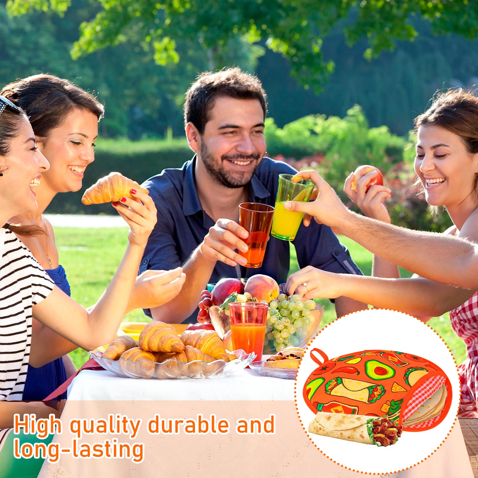 1 Pcs 12 Inch Tortilla Warmer Pouch,Orange Microwave Tortilla Warmer Fabric Pouch,Microwavable Insulated tortilla Holder,Keeps Naan and Pizza Rolls Warm for One Hour,Outlasting Ideal for Family Feasts