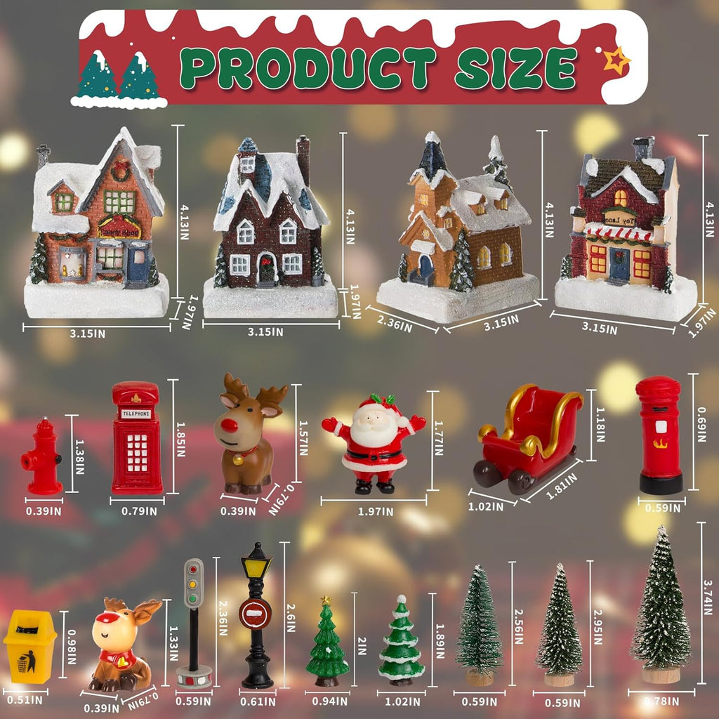 Regine Switzerland Christmas Village Set - LED Light-Up Resin Houses for Festive Indoor Decor | Holiday Scene Collection