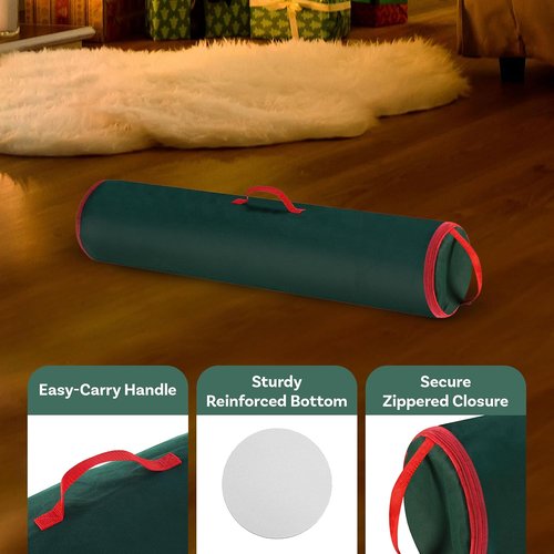 Elf Stor Wrapping Paper Storage Bag - 40-Inch Gift Wrap Organizer - Holds 25 Rolls - Green Christmas Storage