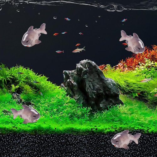 Exasinine Miniature Shark DIY Decoration Kit - 30 Pcs Resin Fish Tank Accessories for Fairy Garden & Terrarium (Gray)