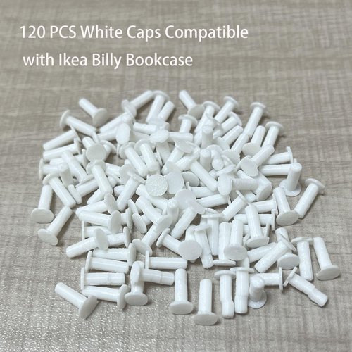 spansee 120 PCS White Caps Compatible with IKEA Billy Bookcase, Bookcase Hole Covers, Bookshelf Hole Plugs Compatible with IKEA Billy