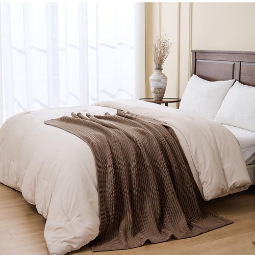 Dark Brown Chunky Knit Throw Blanket 50"x60" - Soft Cozy Thick Knitted Blanket for Couch Sofa Bed, Cute Fall Decorative Throw for Living Room