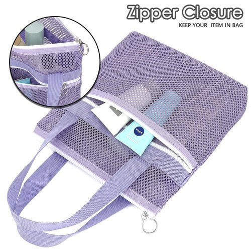 GYEUKHAM Mesh Shower Caddy Portable Shower Bag for Travel, Gym, Camping – Quick-Dry Hanging Toiletry Organizer with Zipper Pockets for Bathroom Essentials,Purple