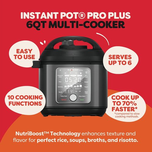 Instant Pot Pro Plus Wi-Fi Smart 10-in-1 Pressure Cooker - 6 Quart with App & 800+ Recipes