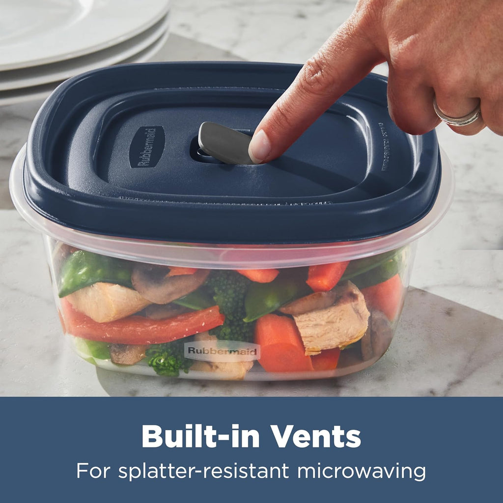 Rubbermaid Easy Find Lids® Food Storage Containers - 26-Piece Set with Vented Lids, Blue