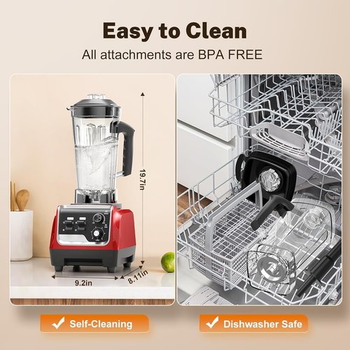 1800W High-Speed Blender by [Brand Name] - Smoothies & Frozen Drinks | 70 Oz BPA-Free Pitcher & 20 Oz To-Go Cup (Dark Red)