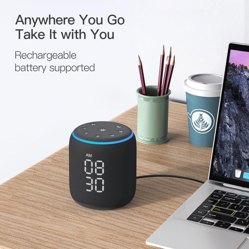 REACHER Sound Machine Alarm Clock for Kids, Portable Sound Machine for Sleep Friendly, Small Rechargable Bluetooth Alarm Clock for Travel, Glow Night Light for Bedroom Nursery Travel Dorm Bedside