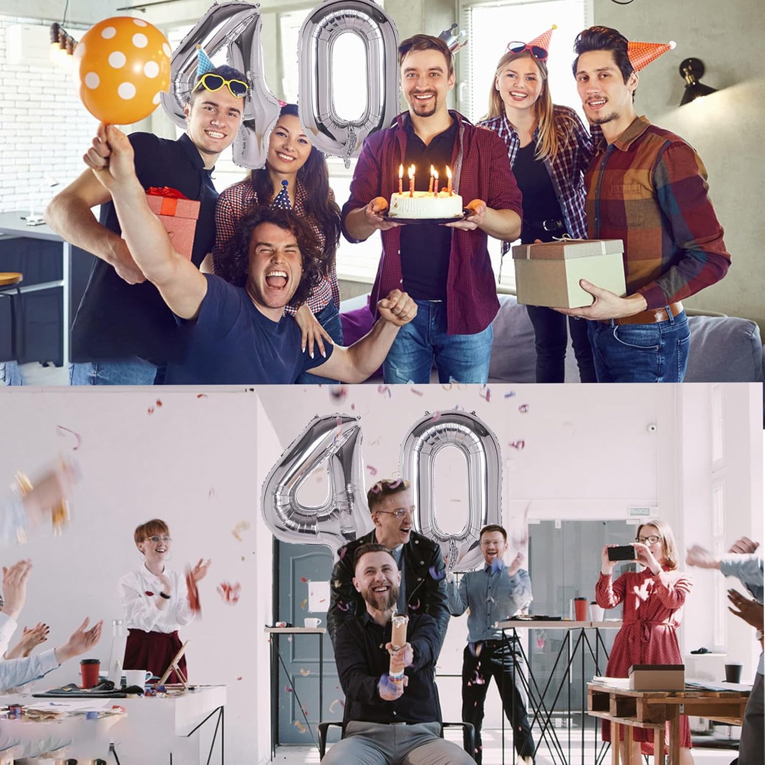 Silver Giant Jumbo Number 40 Balloons by [Brand Name] - Helium Foil for 40th Birthday Celebrations