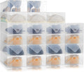 Sintuff Clear Shoe Storage Boxes - 20 Pcs Stackable Plastic Organizers for Ankle Boots & High Heels | 11.8 x 7.5 x 3.7 Inches