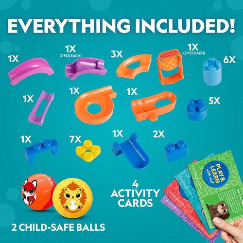 National Geographic Kids Jumbo Marble Run - 35-Piece Buildable Ball Drop Toy for Toddlers & Preschoolers
