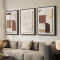 Skiennix 3D Textured Framed Wall Art - Beige Brown Geometric Paintings | Modern Minimalist 20x30 In