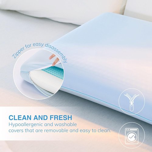 EGOHOME Cooling Gel Memory Foam Pillow - Reversible Cover for All Sleep Positions, Machine Washable, Standard Size, Blue