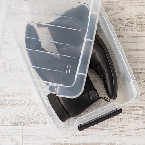 IRIS USA Storage Bins - 4-Pack 13 Quart Stackable Organizing Solution with Lids | Durable BPA-Free Plastic