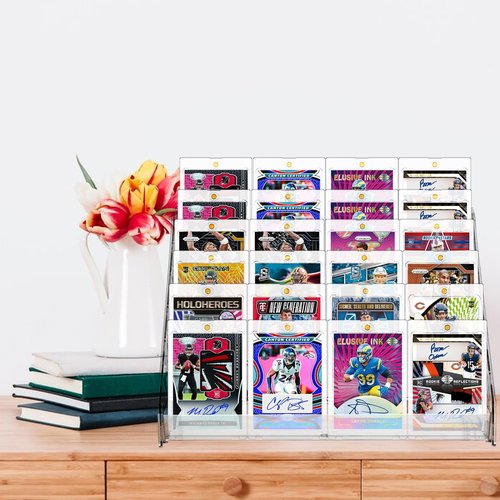 Sibosen 2 Pack 7 Tier Acrylic Card Display Stand, Versatile Display for Trading Cards,Greeting Card Display Stand,Portable Display Rack Holder for Graded Cards, PSA Cards,Sports, Business Cards