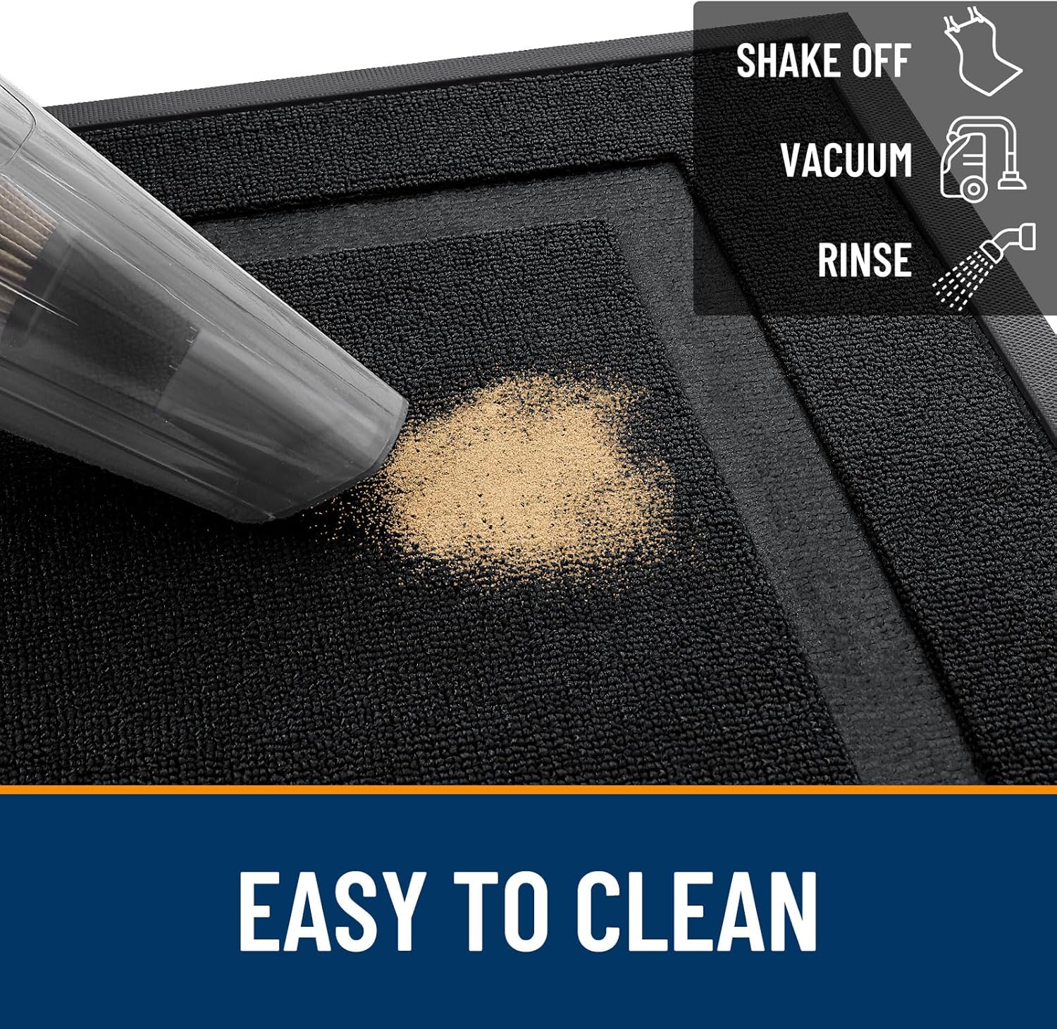 OLANLY Waterproof Front Door Mat - All-Season Indoor/Outdoor Doormat, Easy Clean, 35x23, Jet Black