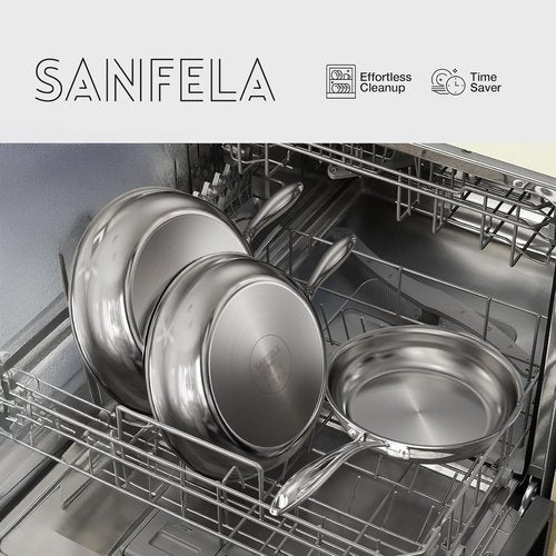 SANFELA 9.5 Inch and 11 Inch Stainless Steel Frying Pans