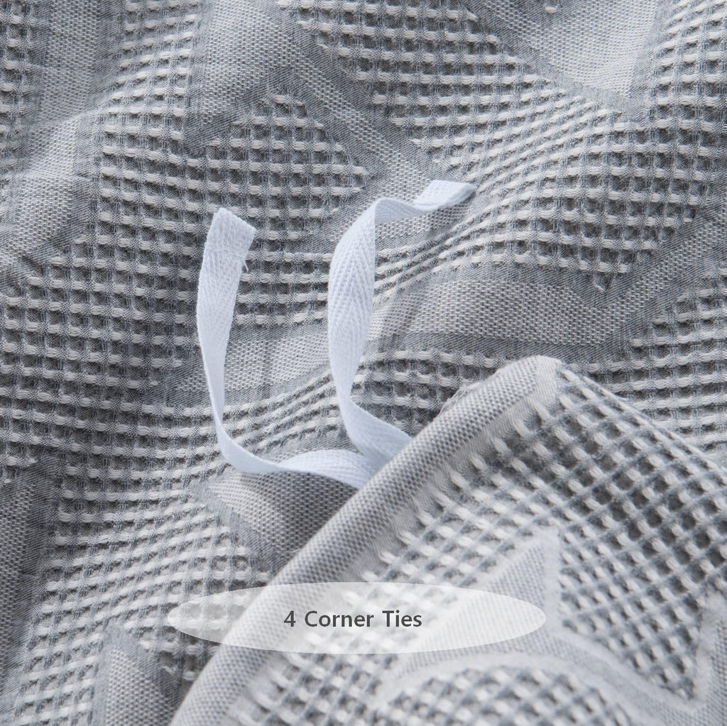 meadow park Matelasse Duvet Cover Set, 100% Cotton, Pre-Washed, Soft & Cozy, Woven Jacquard Textured, Waffle Design Bedding Set, Twin, Grey