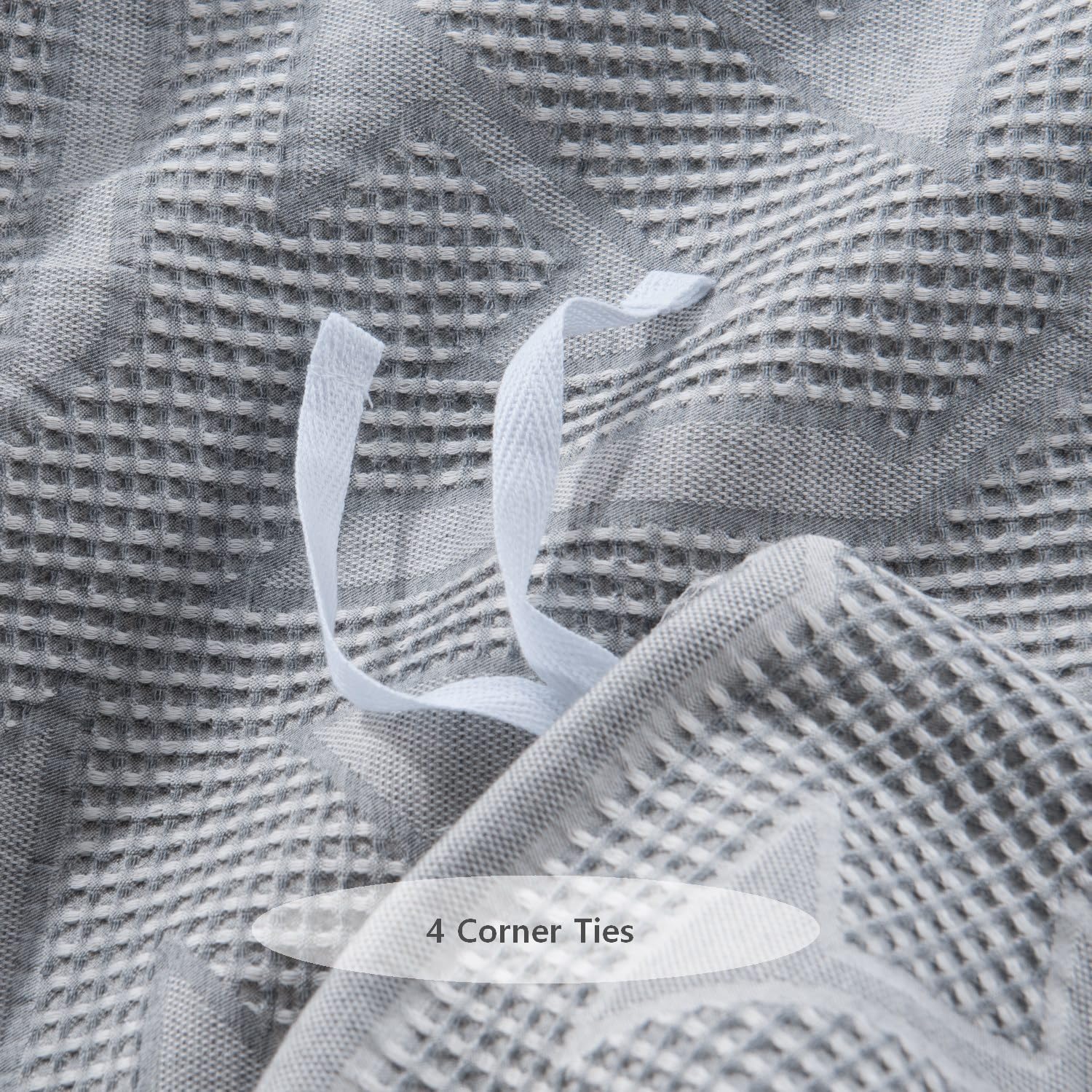meadow park Matelasse Duvet Cover Set, 100% Cotton, Pre-Washed, Soft & Cozy, Woven Jacquard Textured, Waffle Design Bedding Set, Twin, Grey