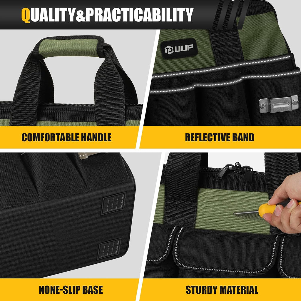 UUP Heavy Duty Tool Bag - 15-Inch, 16-Pocket Organizer with Soft Handle | Ideal for Storage & Gifts