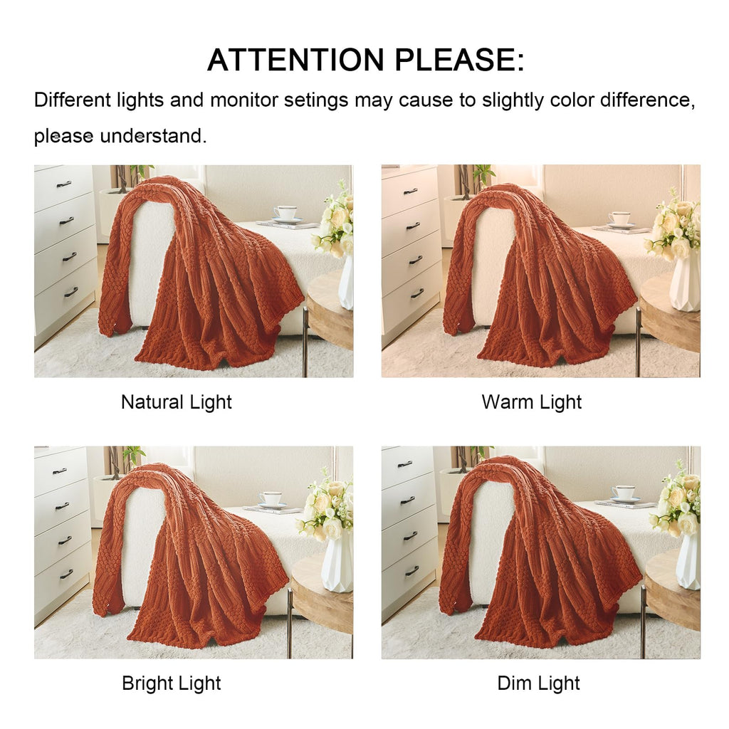 lifein Throw Blanket for Couch-Rust Boho Throw Blanket, Soft Fleece Plush Lightweight Blankets&Throws for All Seasons, Fuzzy Fall Decorative Blankets for Livingroom Bed Sofa Chair (50x60, Rust)
