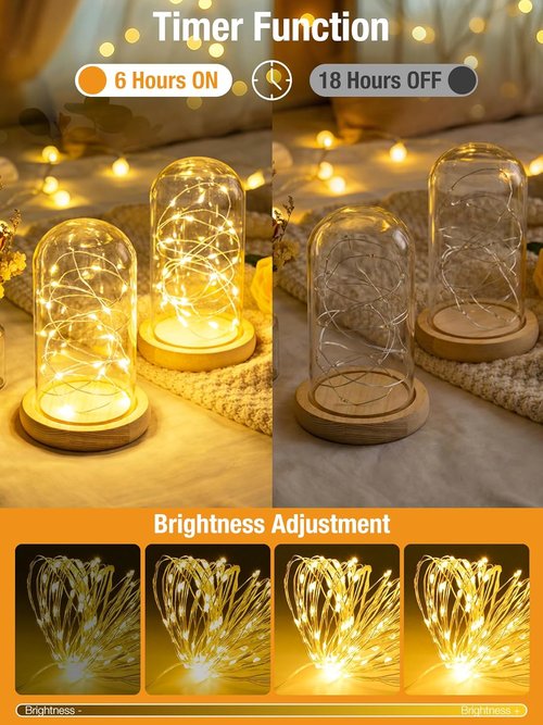 Btfarm Fairy Lights - 4 Pack Battery Operated Twinkle String Lights | 16FT, 50 LEDs, 8 Modes, Waterproof, Warm White