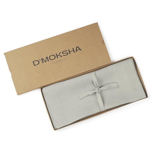 D'Moksha Homes Linen Silver Grey Table Runner 120 Inches Long - 100% Pure Linen Dining Table Runner 14 x 120 Inch for Spring, Easter - Machine Washable