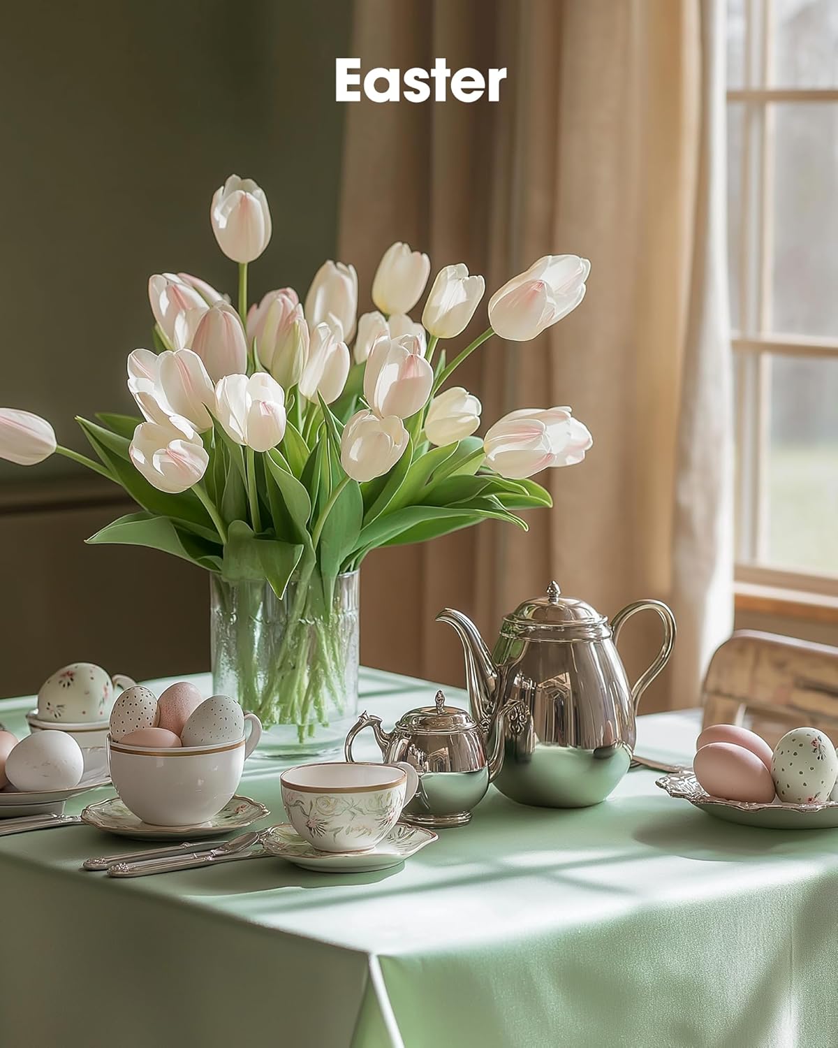 Pureegg Disposable Plastic Tablecloths - 12 Pack, 54 x 108 Inch, Leakproof Sage Green for Easter Parties