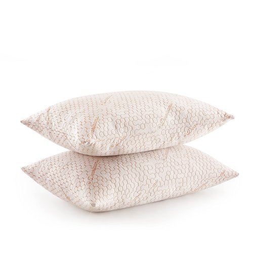 Dearfoams Bed Pillows,Set of 2 Standard/Queen Size,Down Alternative Copper-Infused Pillows with Soft Knit Cover,Supportive for Back, Side & Stomach Sleepers