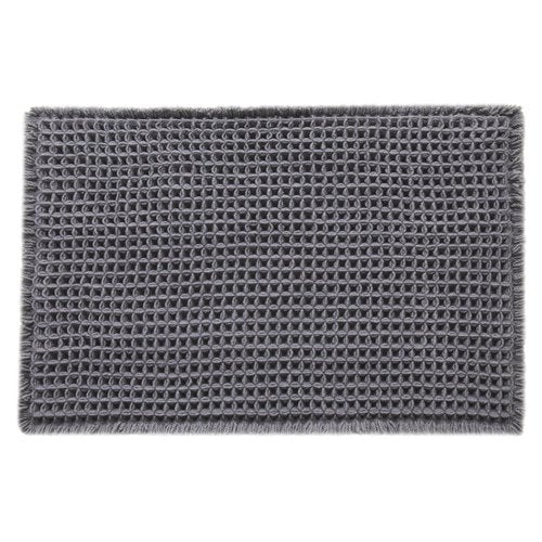 TYUU Waffle Bath Mat, Boho Bathroom Rugs Non Slip Washable Super Absorbent Quick Dry Bath Mat Farmhouse Bathroom Decor, 30"x20" Grey