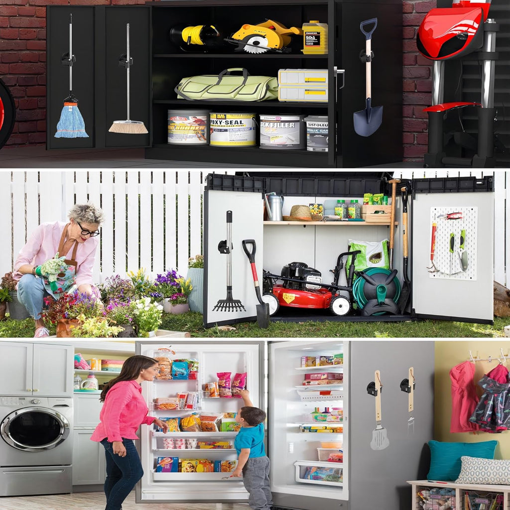 ULIBERMAGNET Magnetic Mop Holder - Heavy Duty Wall-Mounted Storage Rack | 2 Pack, Black