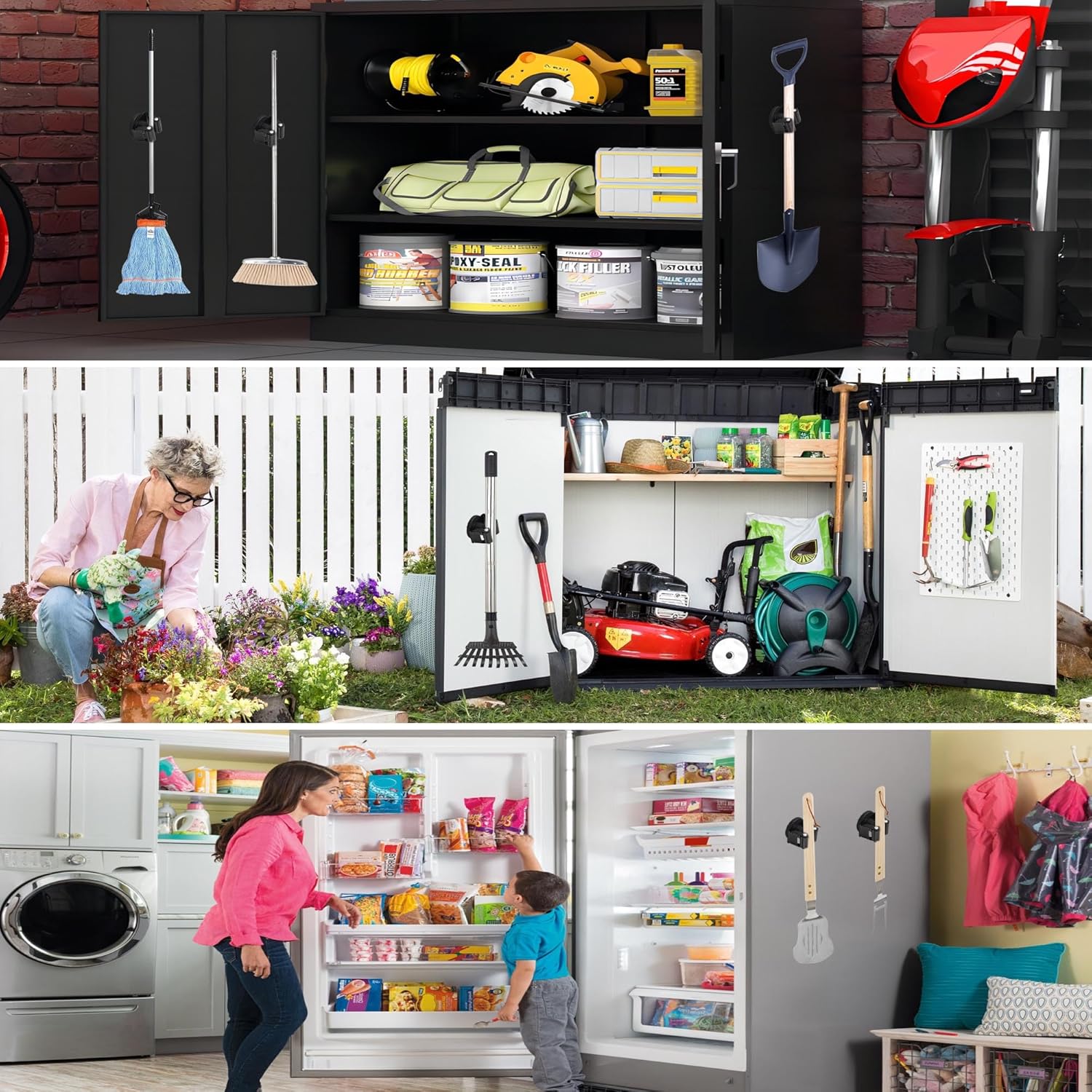 ULIBERMAGNET Magnetic Mop Holder - Heavy Duty Wall-Mounted Storage Rack | 2 Pack, Black