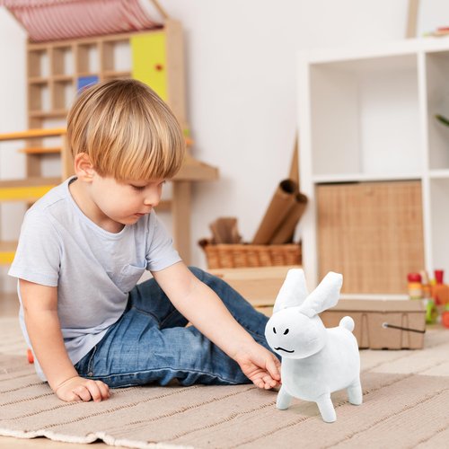 Adenzai White Gubby Rabbit Plush Toy – Soft Forsaken Gubby Plush Stuffed Animal, Cute Game Character Collectible Plushie Gift for Kids and Gamers (Rabbit White Gubby)